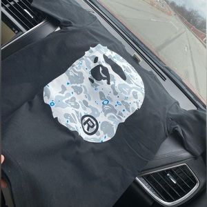 Black , white ,and grey bape shirt